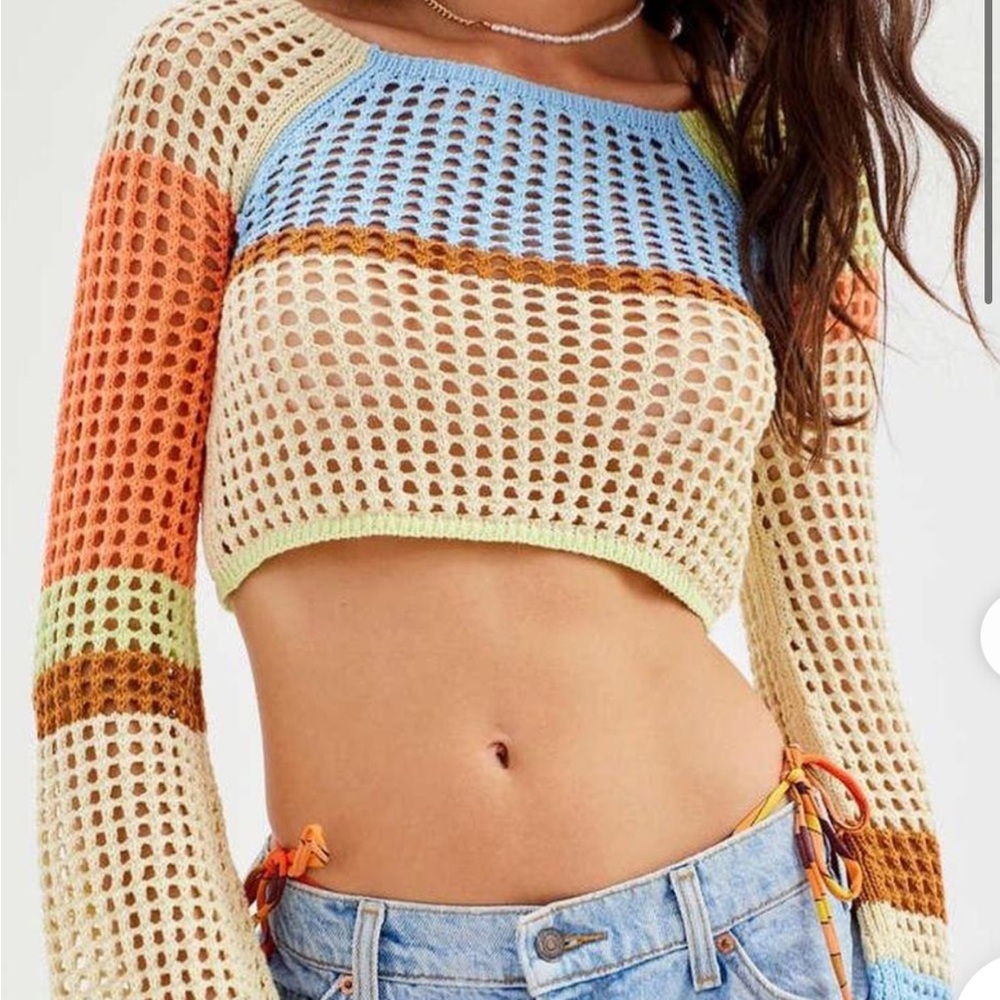 Urban Outfitters Blue Crochet Top